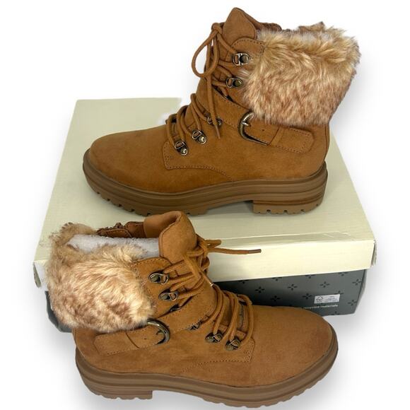 NWT Sun + Stone brown winter booties size 5.5 Sherpa suede tan brown boots NEW - Picture 10 of 15